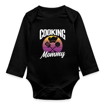 Cooking Mommy Cooking Cook Cook Mom Mother - Organic Longsleeve Baby Bodysuit - black - Front