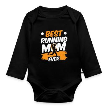 Beste Laufende Mutter Aller Zeiten Laufen Mama - Baby Bio-Langarm-Body - Schwarz - Vorne
