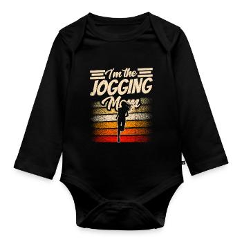 I am The Jogging Mother Running Mom Runner - Organic Longsleeve Baby Bodysuit - black - Front
