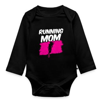 Running Mother Runner Jogging Running Mom - Organic Longsleeve Baby Bodysuit - black - Front