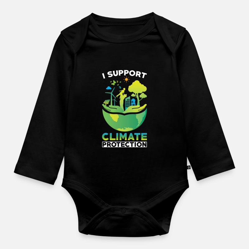 Klimaschützer Klimaschutz Support - Baby Bio-Langarm-Body - Schwarz