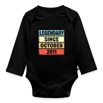 Legendary Since October 2011 11. Geburtstag - Baby Bio-Langarm-Body - Schwarz - Vorne
