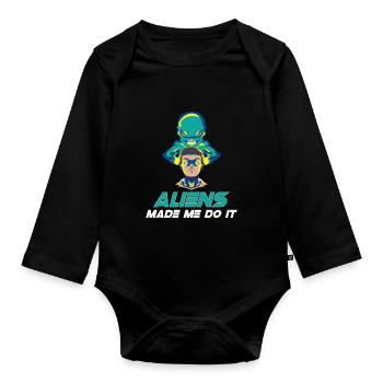 Alien Extraterrestrial Area 51 Ufo Space Geek - Baby Bio-Langarm-Body - Schwarz - Vorne