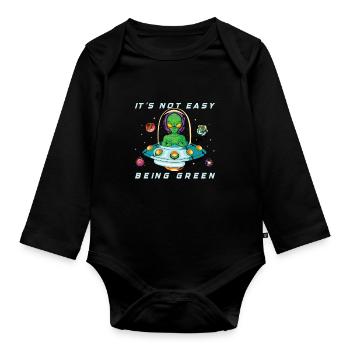 Alien Extraterrestrial Area 51 Ufo Space Geek - Baby Bio-Langarm-Body - Schwarz - Vorne