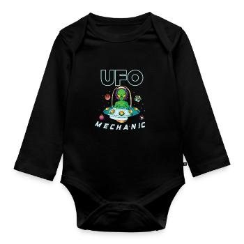 Alien Extraterrestrial Area 51 Ufo Space Geek - Baby Bio-Langarm-Body - Schwarz - Vorne