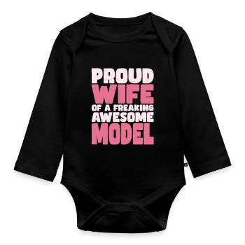 Stolze Ehefrau Eines Verdammt Guten Models - Baby Bio-Langarm-Body - Schwarz - Vorne