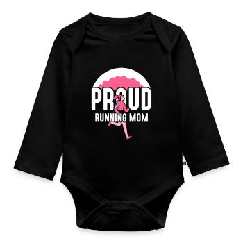 Fière coureuse Maman Jogging Running Mother - Body Bébé bio manches longues - noir - Devant