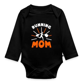 Running Mother Jogging Mom Running Runner - Organic Longsleeve Baby Bodysuit - black - Front