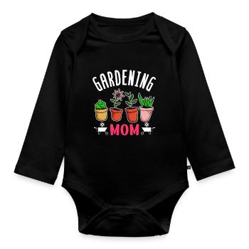 Garten Mama Mutter Gärtnerin Gartenbau - Baby Bio-Langarm-Body - Schwarz - Vorne