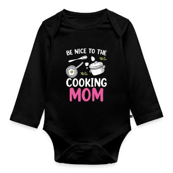 Soyez gentil avec la maman cuisinière cuisinière cuisine maman - Body Bébé bio manches longues - noir - Devant