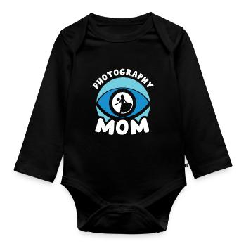 Photographer Mama Photography Mother Camera - Organic Longsleeve Baby Bodysuit - black - Front