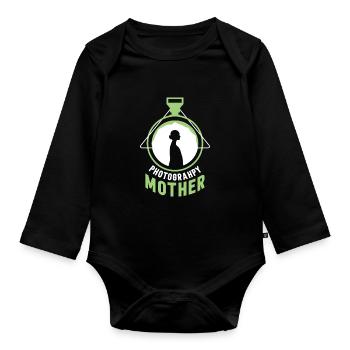 Photographer Mother Camera Mom Photography - Organic Longsleeve Baby Bodysuit - black - Front
