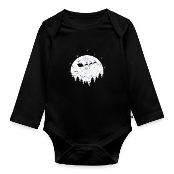 Weihnachten Xmas Familienzeit Feiertag - Baby Bio-Langarm-Body - Schwarz - Vorne