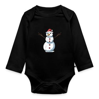 Drôle de bonhomme de neige - Body Bébé bio manches longues - noir - Devant