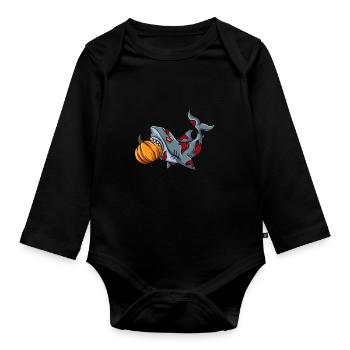 Halloween Shark - Organic Longsleeve Baby Bodysuit - black - Front