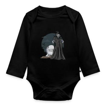 Pierre tombale du cimetière des squelettes - Body Bébé bio manches longues - noir - Devant