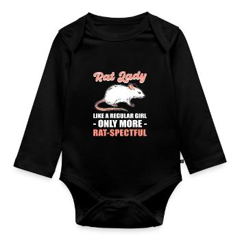 Rat Lady Like a Regular Girl Only More - Organic Longsleeve Baby Bodysuit - black - Front
