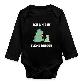 Dino Brüder Kleiner Bruder - Ich bin der kleine - Baby Bio-Langarm-Body - Schwarz - Vorne