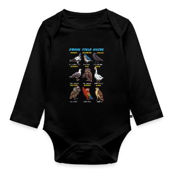 Bird Guide Drones Ducks Parrots Owls - Organic Longsleeve Baby Bodysuit - black - Front