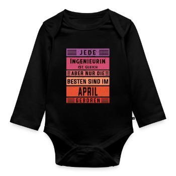 Ingenieurin Geburtstag April geboren Ingenieurin - Baby Bio-Langarm-Body - Schwarz - Vorne