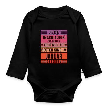 Ingenieurin Geburtstag Januar geboren Ingenieurin - Baby Bio-Langarm-Body - Schwarz - Vorne