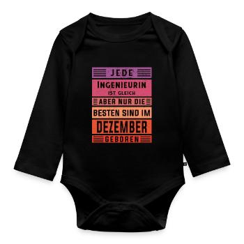 Ingenieurin Geburtstag Dezember geboren - Baby Bio-Langarm-Body - Schwarz - Vorne