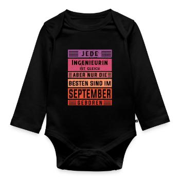 Ingenieurin Geburtstag September geboren - Baby Bio-Langarm-Body - Schwarz - Vorne
