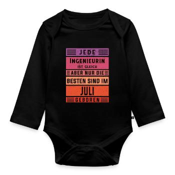 Ingenieurin Geburtstag Juli geboren Ingenieurin - Baby Bio-Langarm-Body - Schwarz - Vorne