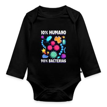 10 Human 90 Bacteria Biology Science - Organic Longsleeve Baby Bodysuit - black - Front