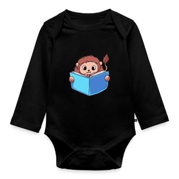 Löwe Lesebuch - Baby Bio-Langarm-Body - Schwarz - Vorne