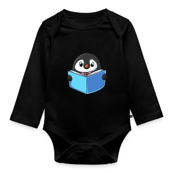 Pinguin Lesebuch - Baby Bio-Langarm-Body - Schwarz - Vorne