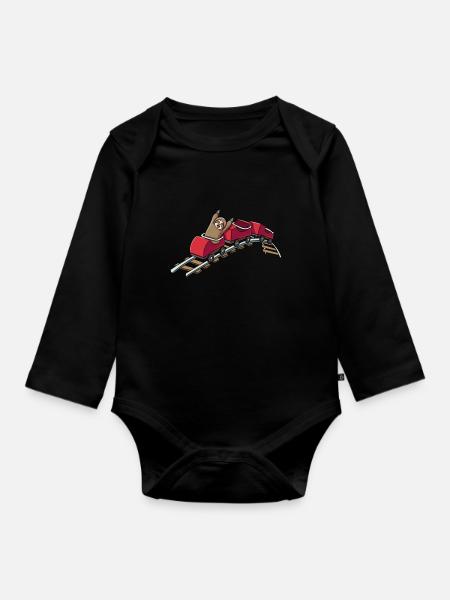 Faultier Achterbahn - Baby Bio-Langarm-Body - Schwarz