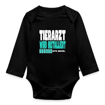 Tierarzt wird installiert - Baby Bio-Langarm-Body - Schwarz - Vorne