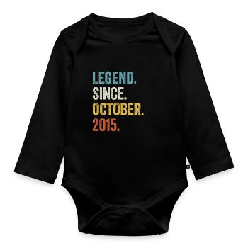 7 Years Old Legend Since October 2015 7th Birthday - Organic Longsleeve Baby Bodysuit - black - Front