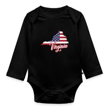 US-Flagge Virginia Design für stolze Virginier - Baby Bio-Langarm-Body - Schwarz - Vorne