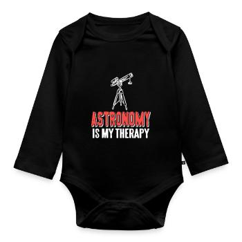 Astronomy Is My Therapy Awesome Retro Astronomer - Baby Bio-Langarm-Body - Schwarz - Vorne