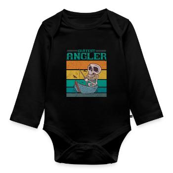 Grätest Angler Lustiges Angelliebhaber Wortspiel - Baby Bio-Langarm-Body - Schwarz - Vorne