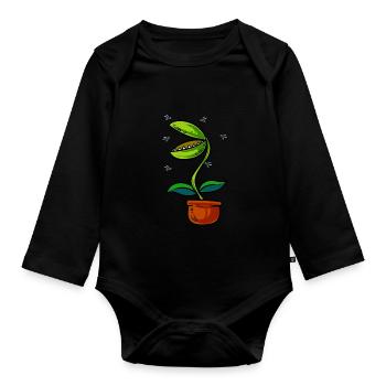 Plante piège à mouches de Vénus - Body Bébé bio manches longues - noir - Devant