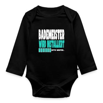 Bademeister wird installiert - Baby Bio-Langarm-Body - Schwarz - Vorne