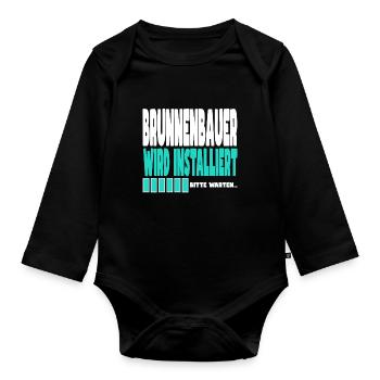 Brunnenbauer wird installiert - Baby Bio-Langarm-Body - Schwarz - Vorne
