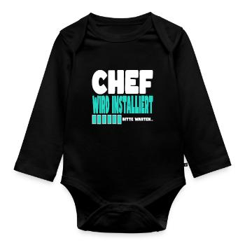 Chef wird installiert - Baby Bio-Langarm-Body - Schwarz - Vorne