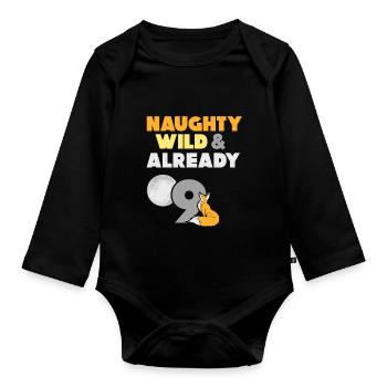9 Jahre Geburtstag Junge Mädchen Fuchs - Baby Bio-Langarm-Body - Schwarz - Vorne