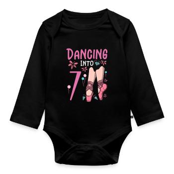 Ballettschuhe Tanzballerina 7 Ballett Geburtstag - Baby Bio-Langarm-Body - Schwarz - Vorne