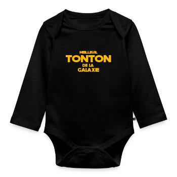 Meilleur Tonton Idée Cadeau Annonce Grossesse - Body Bébé bio manches longues - noir - Devant