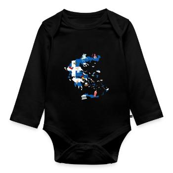 Griechenland - Baby Bio-Langarm-Body - Schwarz - Vorne