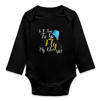 Kite Flying Kite Fan For Fite Flying Lovers - Organic Longsleeve Baby Bodysuit - black - Front