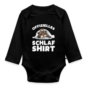 Schlaf Schlafender Otter Plüschtier Schlafshirt - Baby Bio-Langarm-Body - Schwarz - Vorne