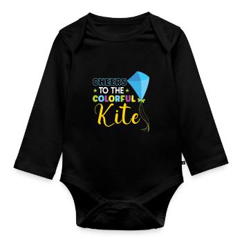 Kite Flying Kite Fan For Fite Flying Lovers - Organic Longsleeve Baby Bodysuit - black - Front