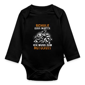 Motocross Geschenk Für Enduro Supermoto Dirt Bike - Baby Bio-Langarm-Body - Schwarz - Vorne
