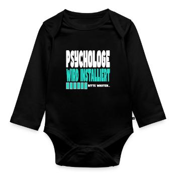 Psychologe wird installiert - Baby Bio-Langarm-Body - Schwarz - Vorne